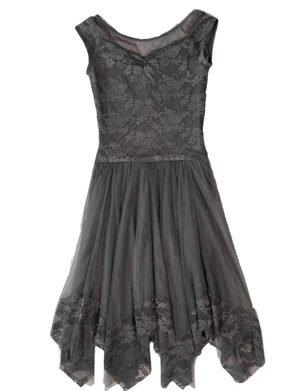 Weissman Gray Lace Tulle Contemporary Lyrical Dance Costume Dress Size LC